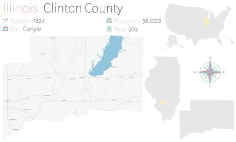 Map of Clinton County in Illinois Stock Illustration