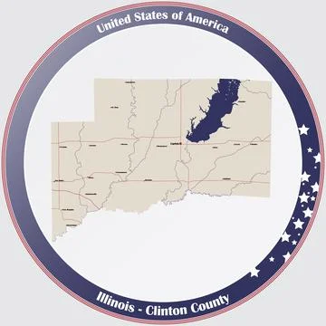 Map of Clinton County in Illinois Stock Illustration