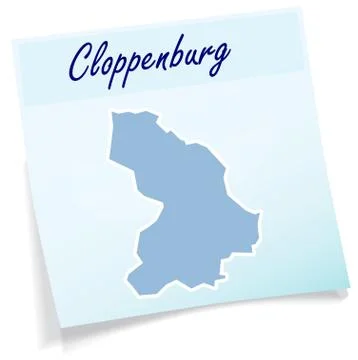 Map of cloppenburg as sticky note Stock Illustration