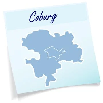 Map of coburg as sticky note Stock Illustration