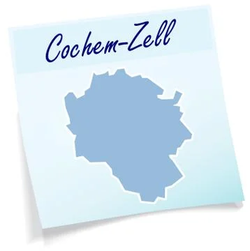 Map of cochem-zell as sticky note Stock Illustration