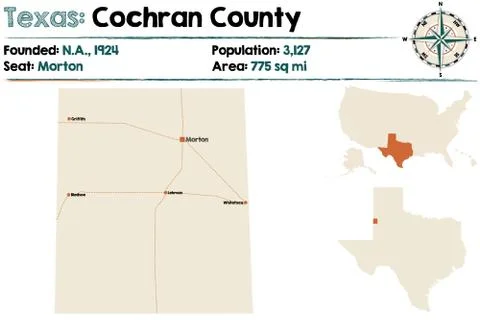 Map of Cochran county in Texas Illustrazione stock