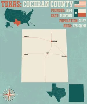 Map of Cochran county in Texas Stock Illustration