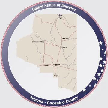 Map of Coconico County in Arizona Stock Illustration