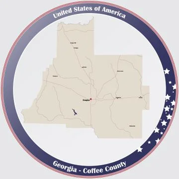 Map of Coffee County in Georgia Stock Illustration