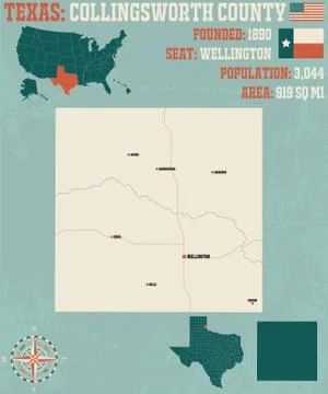 Map of Collingsworth county in Texas Stock Illustration