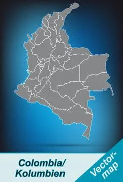 Map of colombia with borders in bright gray Stock Illustration