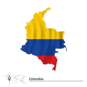 Map of Colombia with flag Illustrazione stock
