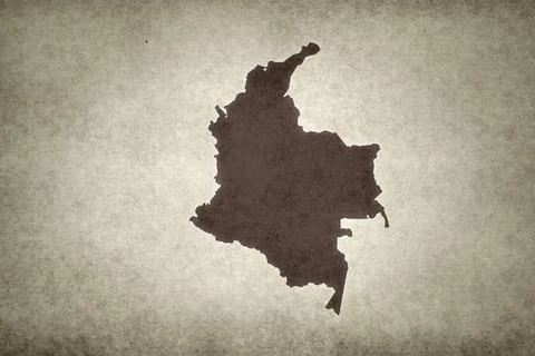 Map of Colombia on a paper Stock Illustration