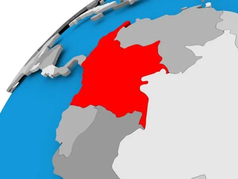 Map of Colombia in red Stock Illustration