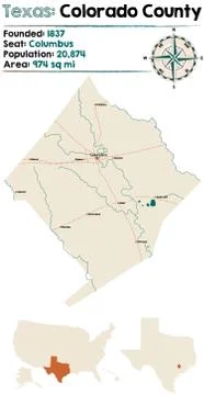 Map of Colorado county in Texas Illustrazione stock