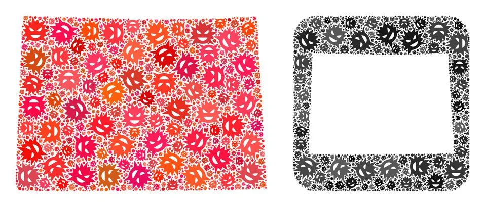 Map of Colorado State - Flu Virus Collage with Empty Space Stock Illustration