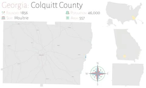 Map of Colquitt County in Georgia Stock Illustration