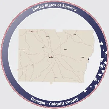 Map of Colquitt County in Georgia Stock Illustration