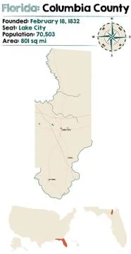 Map of Columbia County in Florida Stock Illustration
