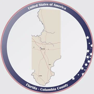 Map of Columbia County in Florida Stock Illustration