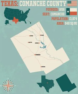 Map of Comanche county in Texas Stock Illustration