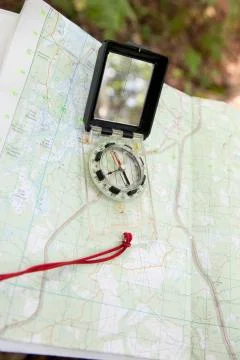 Map with a compas and lat long lines Stock Photos