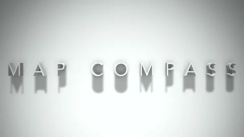 MAP COMPASS 3D title animation with shadows on a white background Stock Footage 296803785