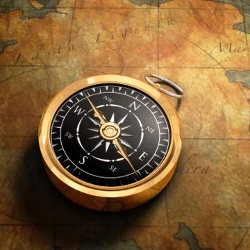 Map &amp; compass Foto stock