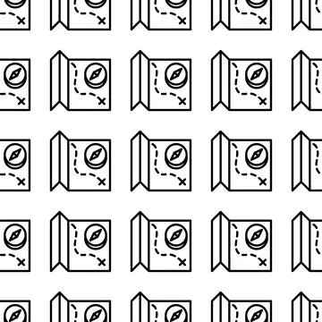 Map with compass seamless pattern vector illustration Stock Illustration