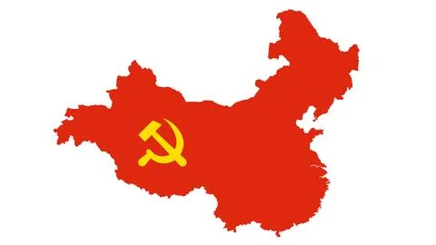 Map of Comunism with the flag inside. Stock Illustration
