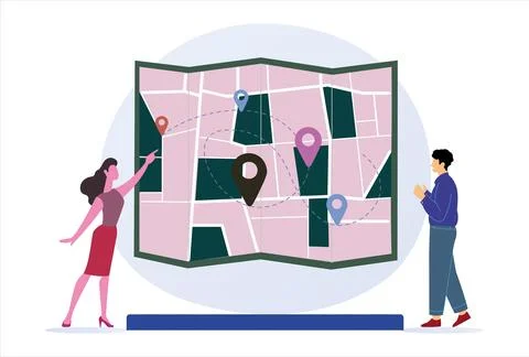 Map Concept Illustration Vector Style Illustration Illustrazione stock