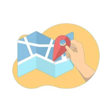 Map concept with location pin, add address or set location in mobile app. Illustrazione stock