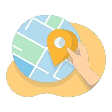 Map concept with location pin, add address or set location in mobile app. 스톡 일러스트