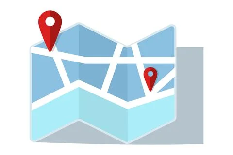 Map concept with location pin, place pin pointer with city map logo icon. Stock Illustration
