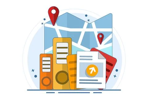 Map concept. map UI elements. Geographical position and address. GPS location. Illustrazione stock