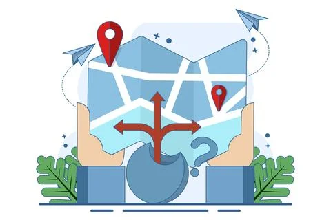 Map concept. map UI elements. Geographical position and address. GPS location. Illustrazione stock