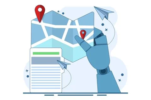 Map concept. map UI elements. Geographical position and address. GPS location. Illustrazione stock