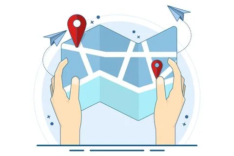 Map concept. map UI elements. Geographical position and address. GPS location. Illustrazione stock