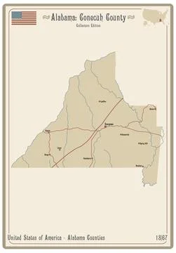 Map of Conecuh County in Alabama Stock Illustration