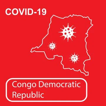 Map of Congo Democratic Republic labeled COVID-19. Vector illustration of a Stock Illustration