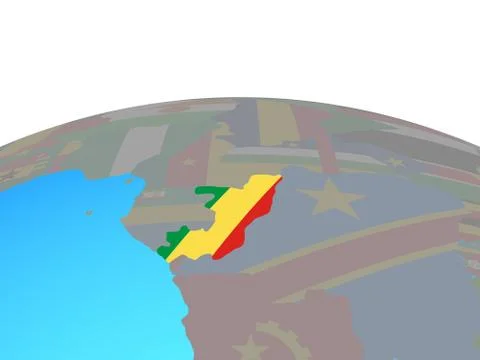 Map of Congo with flag on globe Illustrazione stock