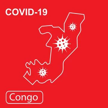 Map of Congo labeled COVID-19. Vector illustration of a virus, coronavirus Stock Illustration