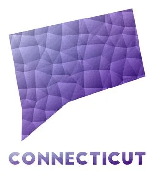 Map of Connecticut. Low poly illustration of the us state. Purple geometric.. Stockillustratie