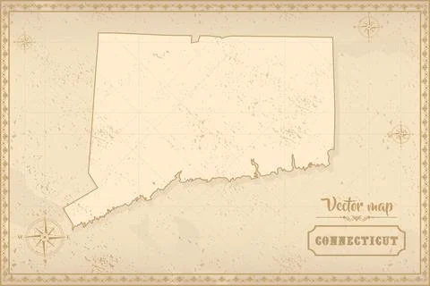 Map of Connecticut in the old style Stock Illustration