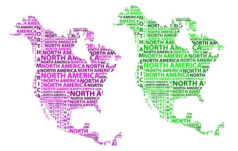 Map of continent North America - vector illustration Stock Illustration