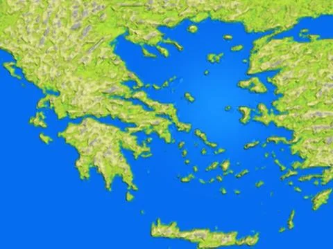 Map with continents and water Illustrazione stock