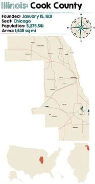 Map of Cook County in Illinois Stock Illustration