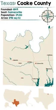 Map of Cooke county in Texas Stock Illustration