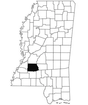 Map of copiah County in Mississippi state on white background. single Count.. Stock Illustration