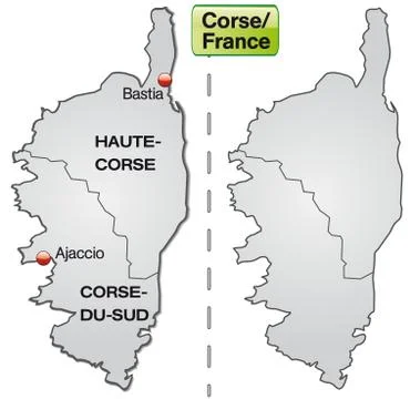 Map of corsica with borders in gray Stock Illustration