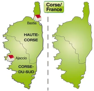 Map of corsica with borders in green Stock Illustration