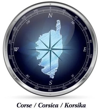 Map of corsica with borders Stock Illustration