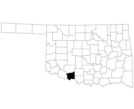 Map of cotton County in Oklahoma state on white background. single County m.. Stock Illustration
