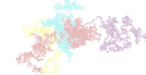 Map of countries designed with colorful squares and lines on white background Stock Illustration